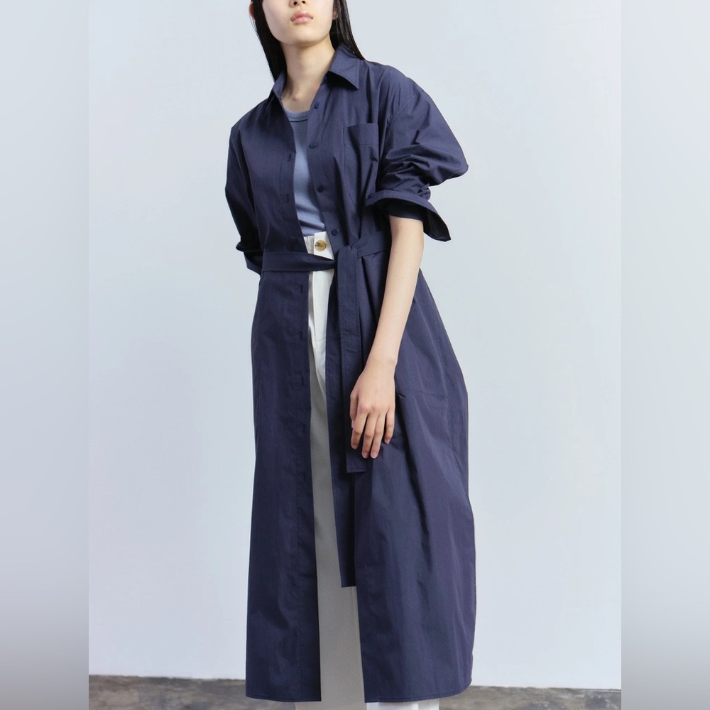 Mijeong Park Belted Button Maxi Shirt Dress Black Size Small